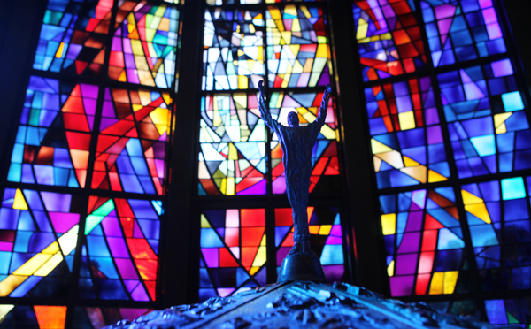 The baptistry of the Cathedral of the Risen Christ in Lincoln. (SNR photo by Cathy Blankenau Bender)